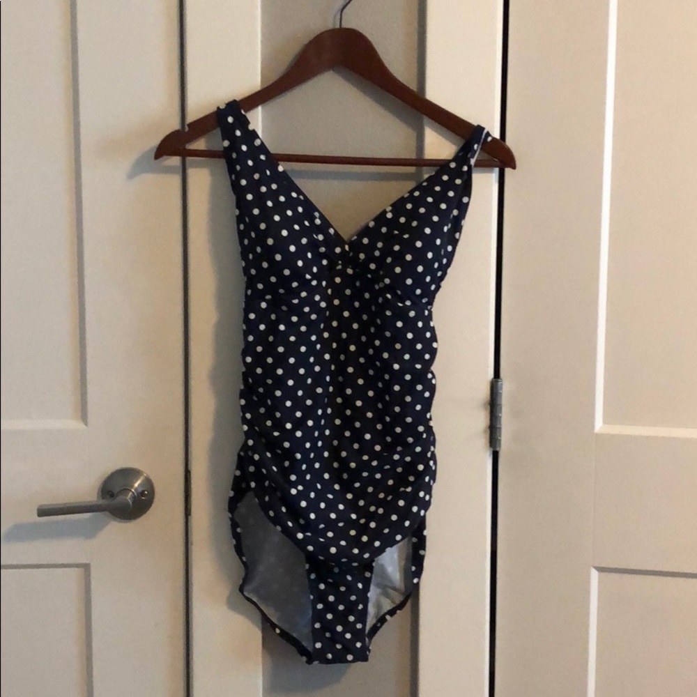 Women’s Navy PolkaDotted Swim Suit